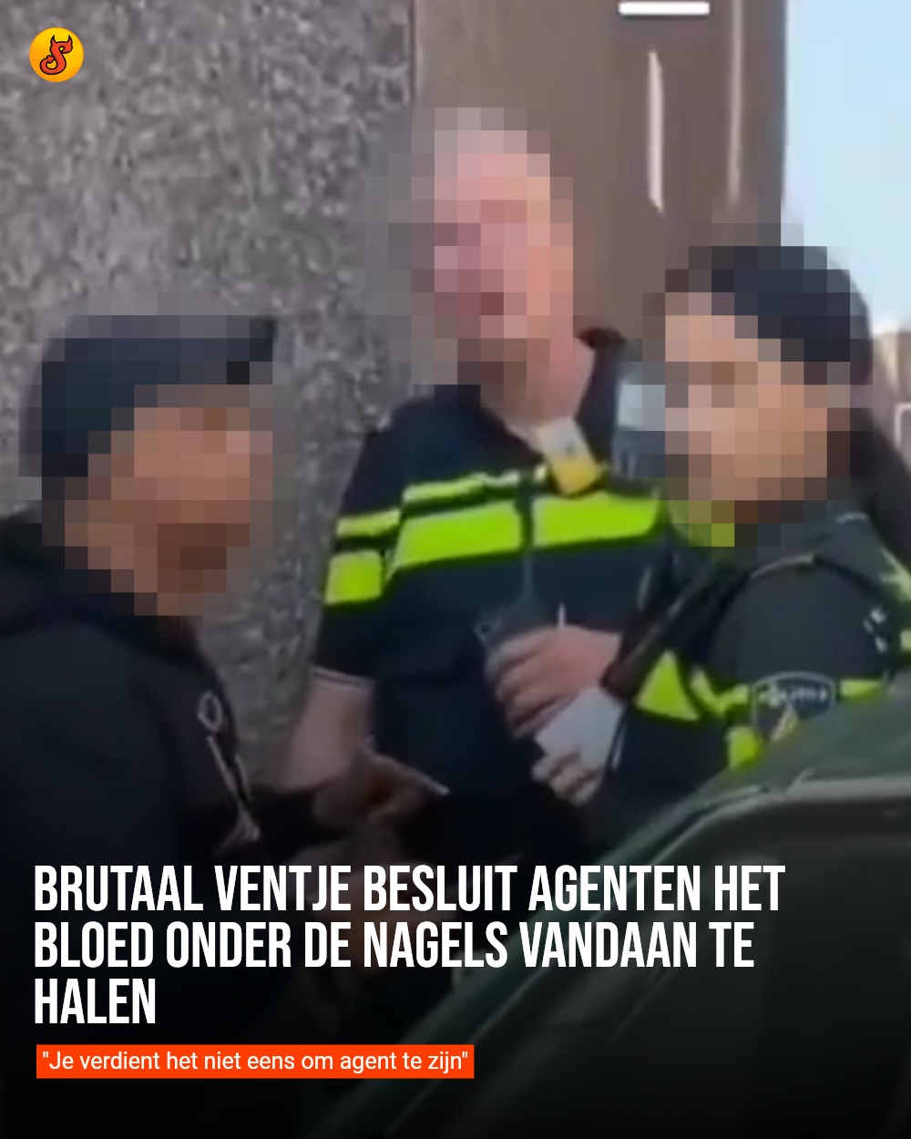 Brutaal ventje besluit agenten het bloed onder de nagels vandaan te halen