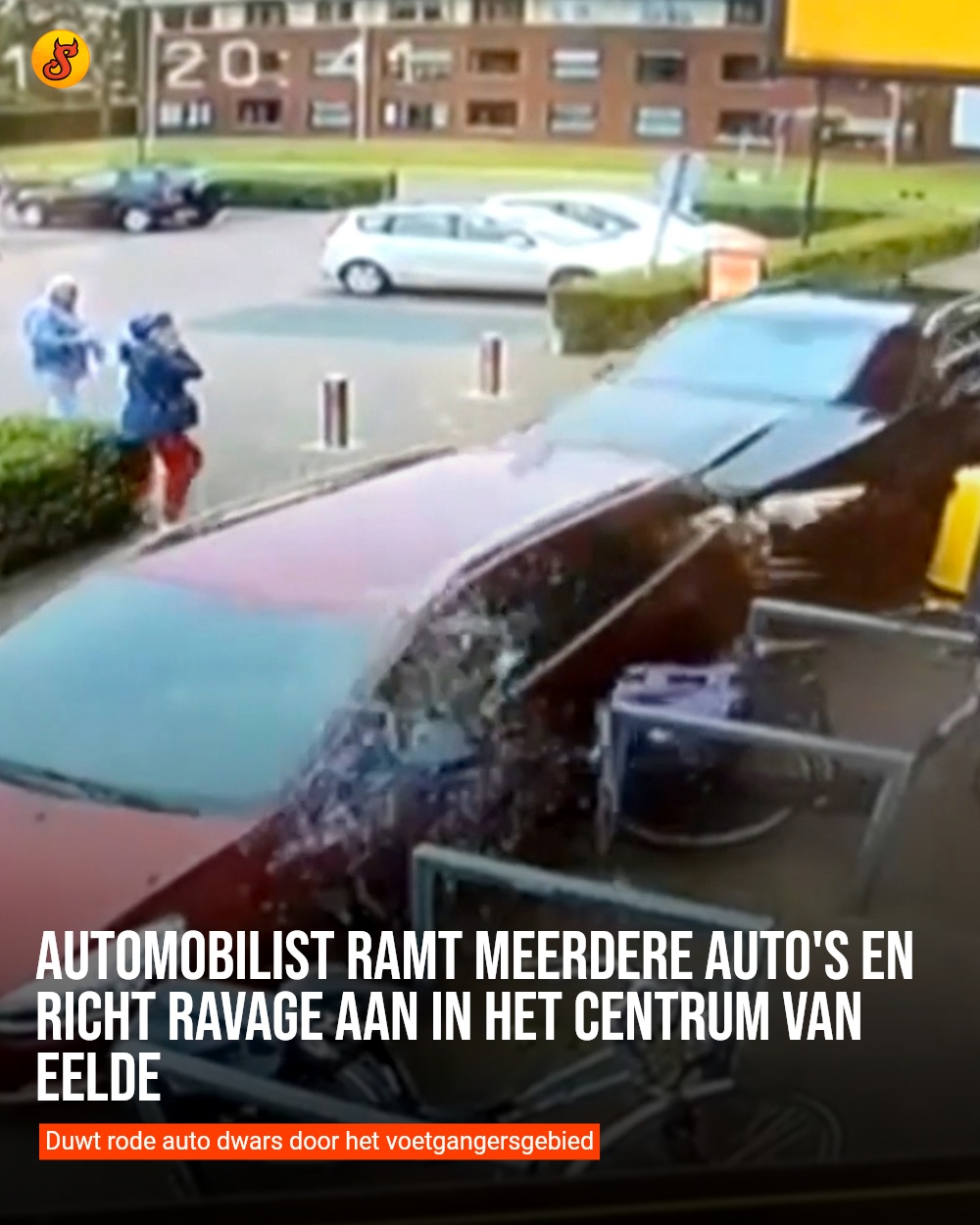 Automobilist ramt meerdere auto's en richt ravage aan in het centrum van Eelde