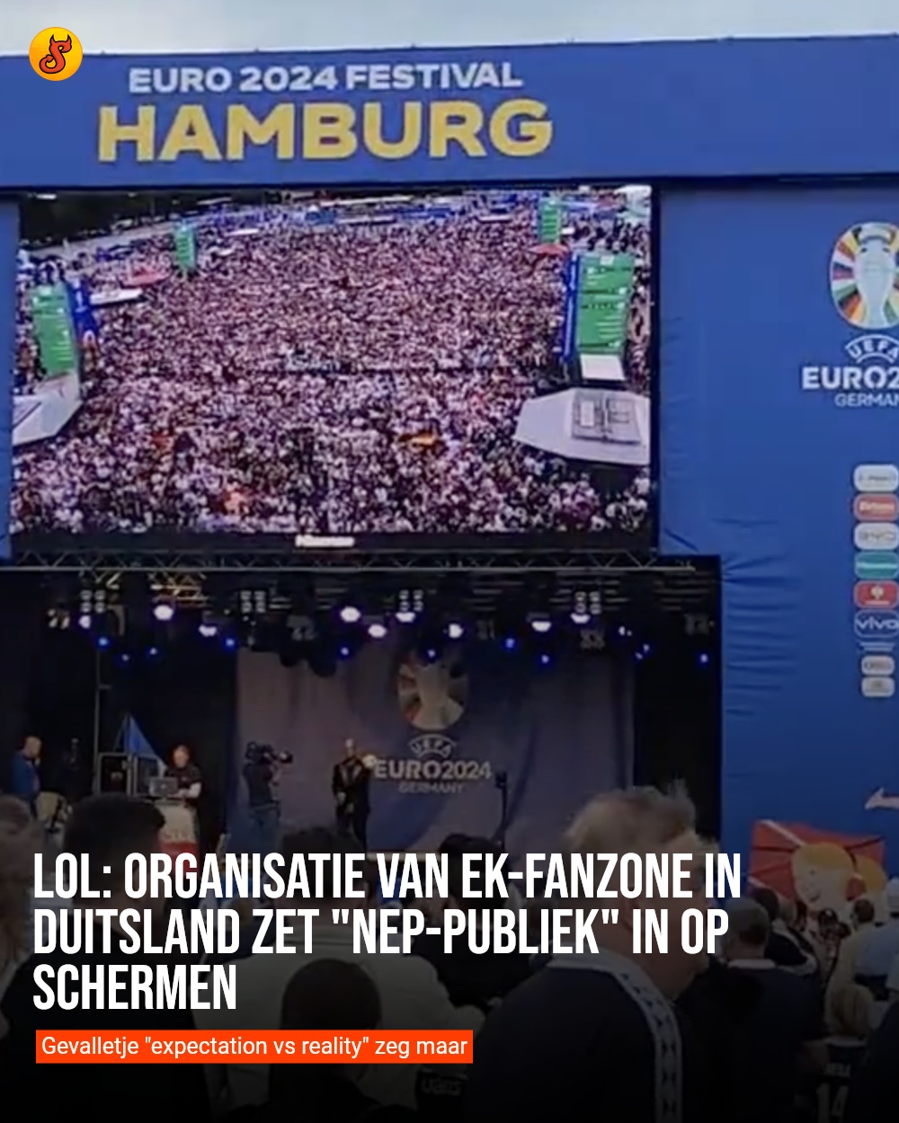 LOL: Organisatie van EK-fanzone in Duitsland zet "nep-publiek" in op schermen