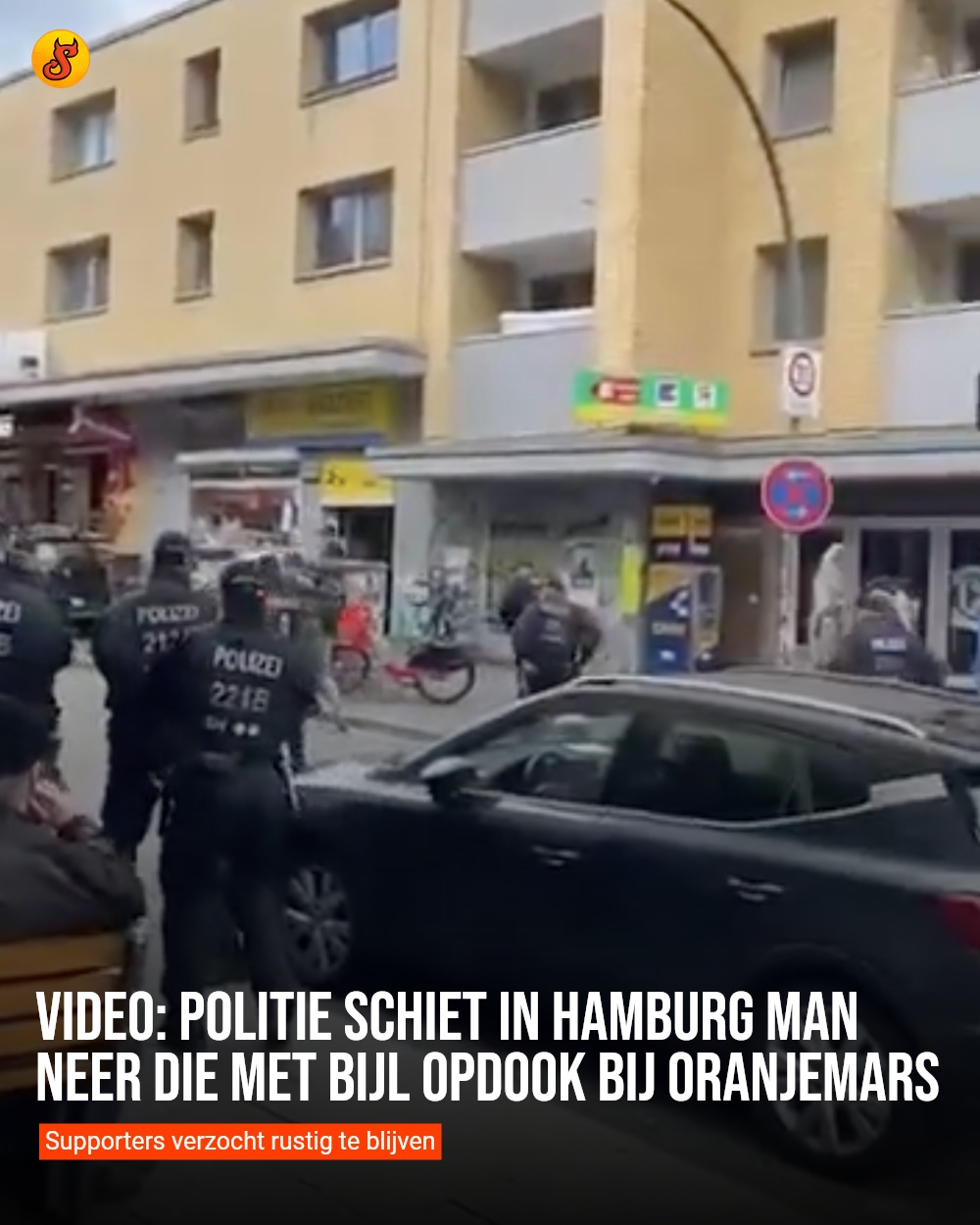 Video: Politie schiet in Hamburg man neer die met bijl opdook bij Oranjemars