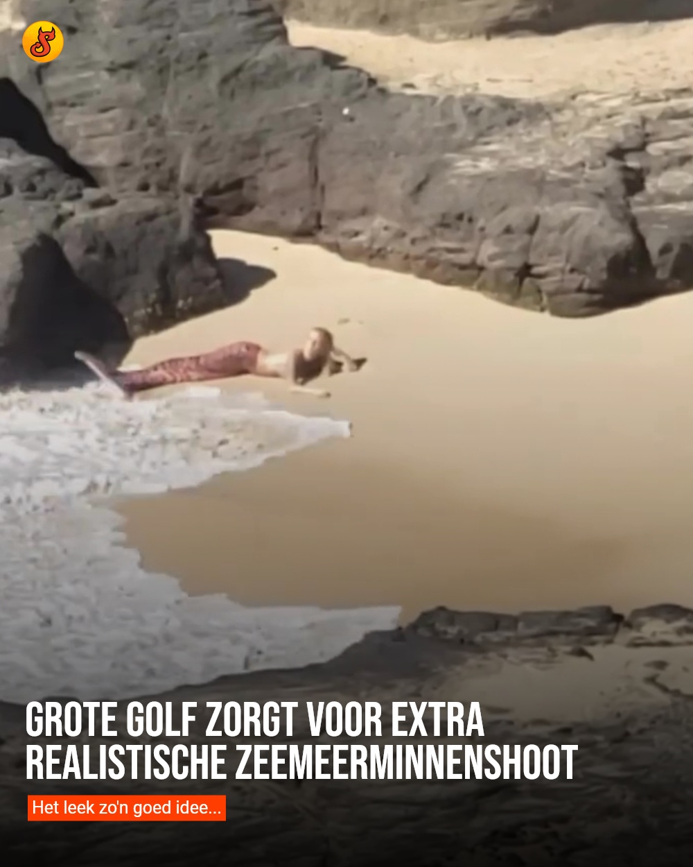 Grote golf zorgt voor extra realistische zeemeerminnenshoot