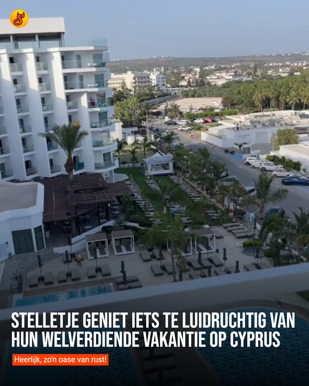 Stelletje geniet iets te luidruchtig van hun welverdiende vakantie op Cyprus