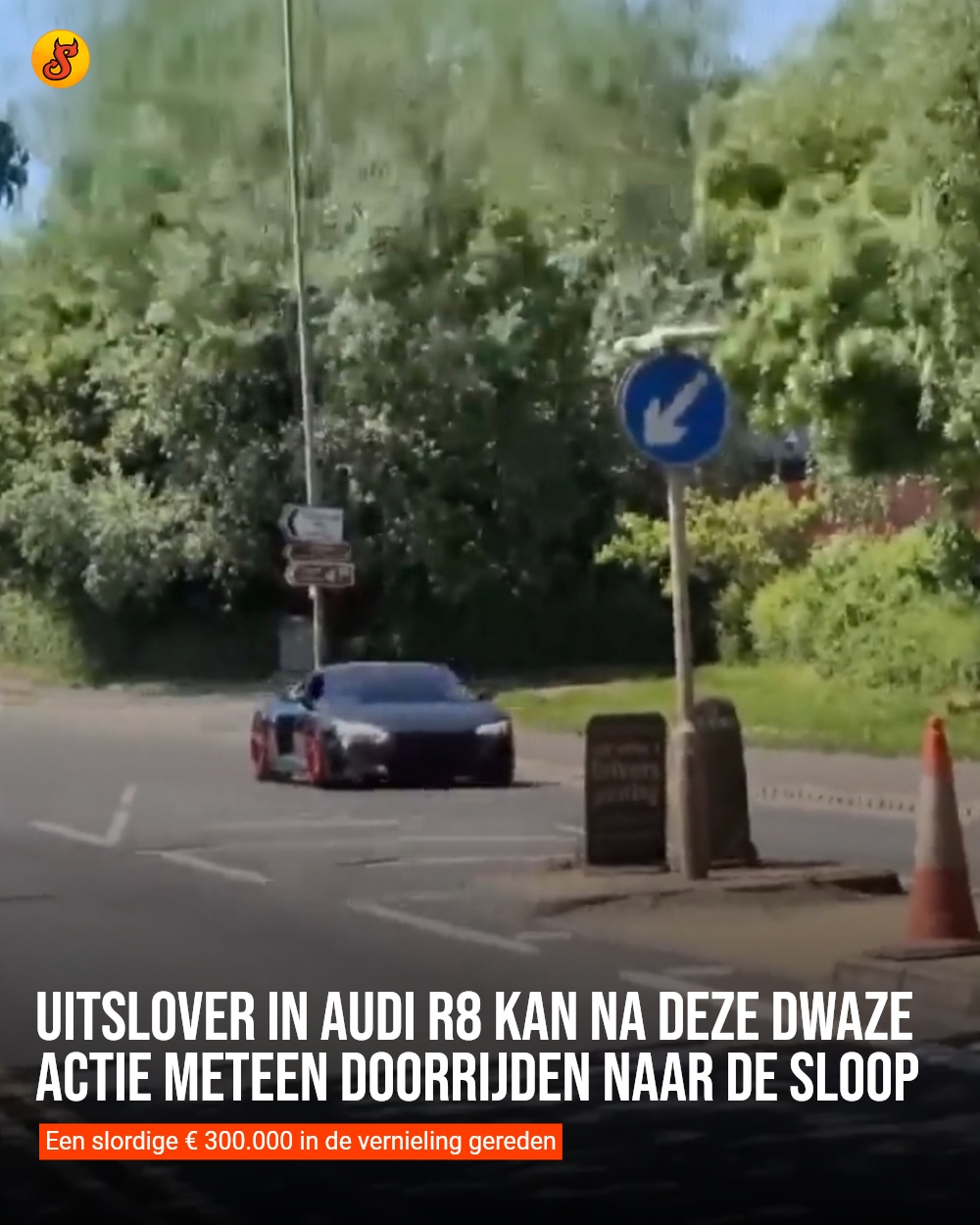 Uitslover in Audi R8 kan na deze dwaze actie meteen doorrijden naar de sloop