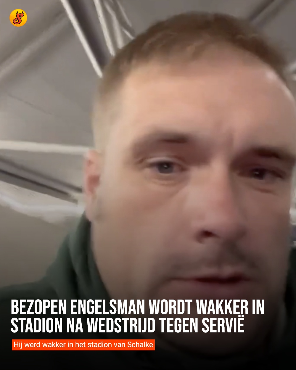Bezopen Engelsman wordt wakker in stadion na wedstrijd tegen Servië