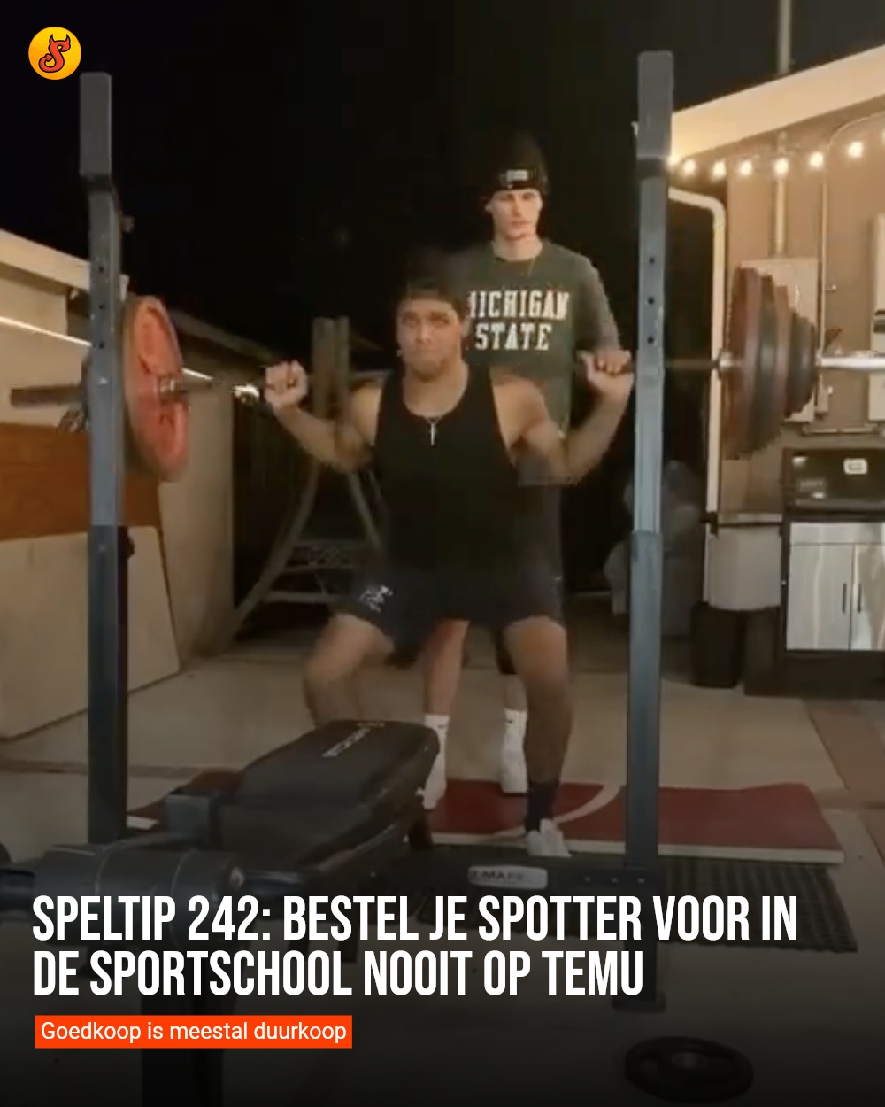 Speltip 242: bestel je spotter voor in de sportschool nooit op Temu