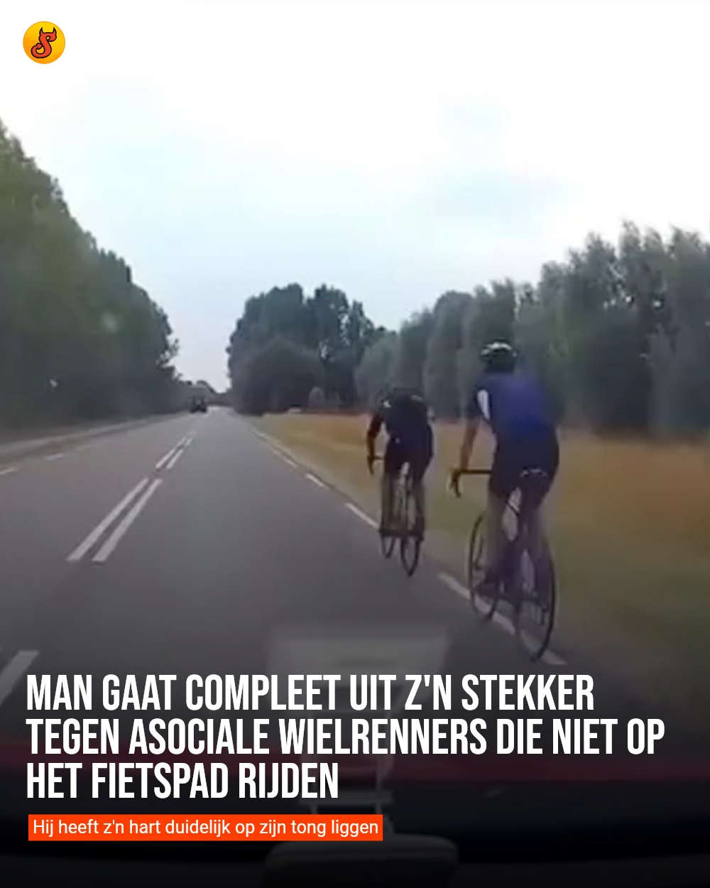 Man gaat compleet uit z'n stekker tegen asociale wielrenners die niet op het fietspad rijden