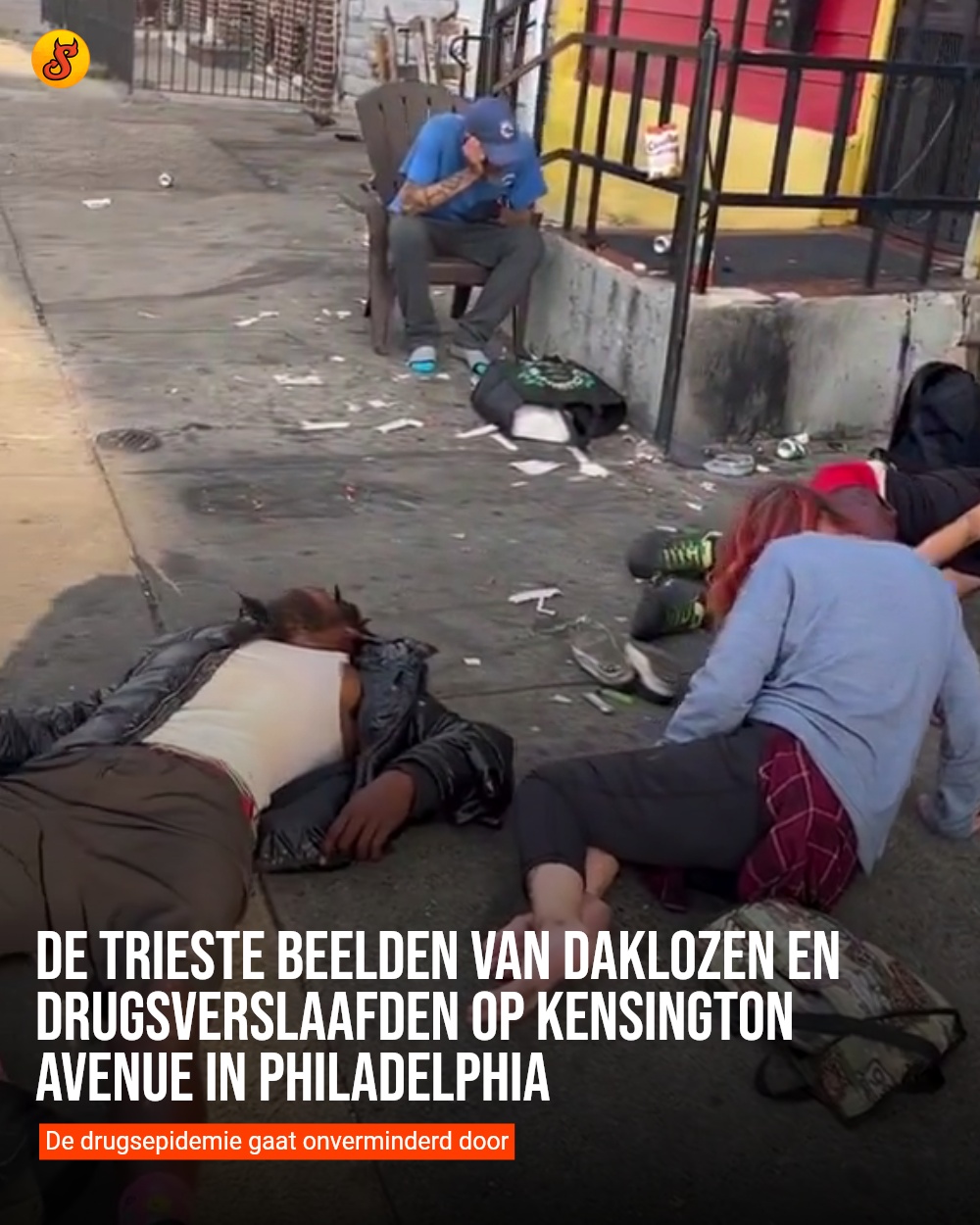 De trieste beelden van daklozen en drugsverslaafden op Kensington Avenue in Philadelphia