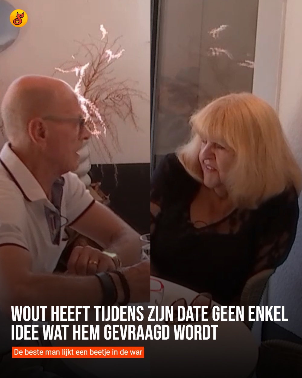 Wout heeft tijdens zijn date geen enkel idee wat hem gevraagd wordt