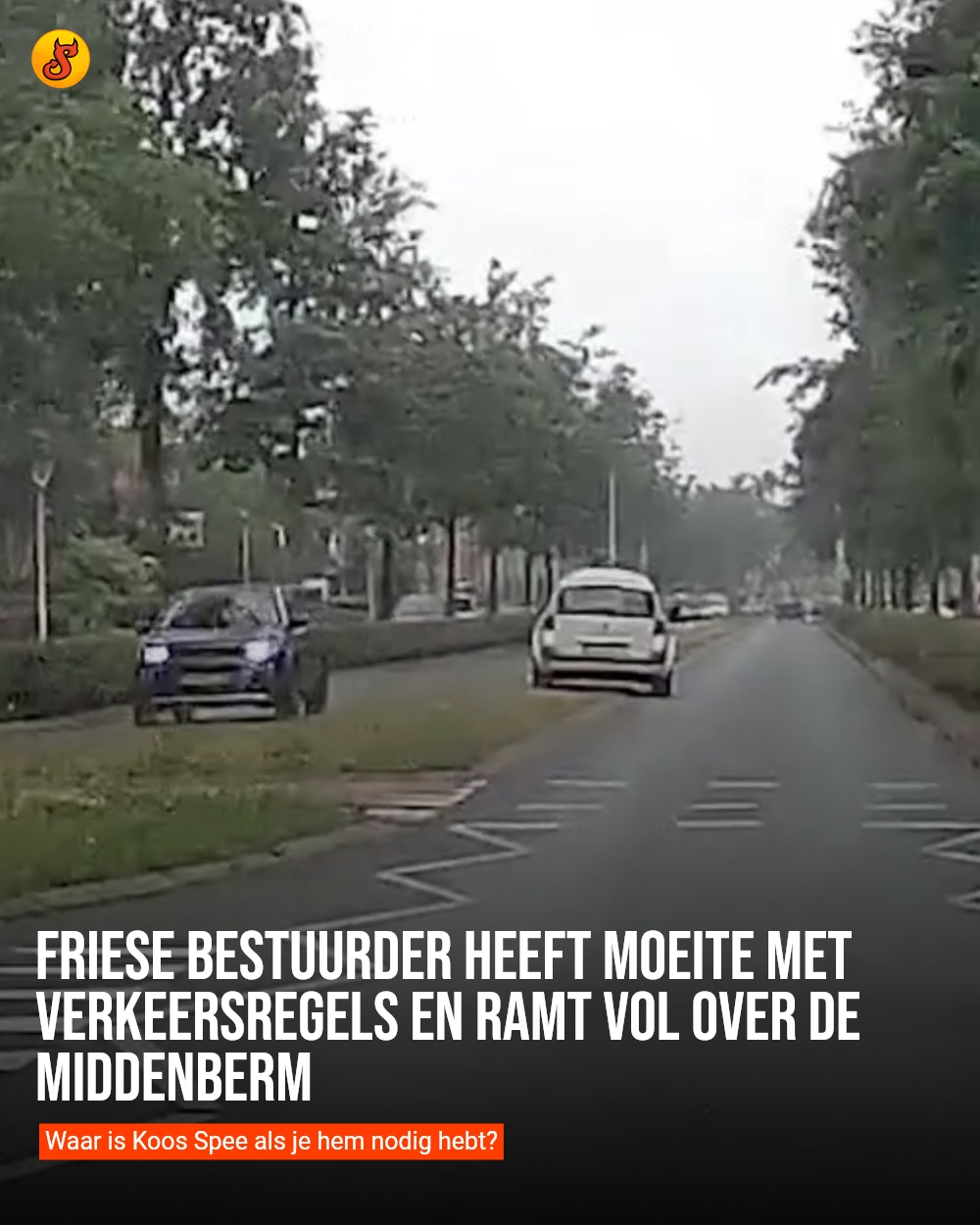 Friese bestuurder heeft moeite met verkeersregels en ramt vol over de middenberm