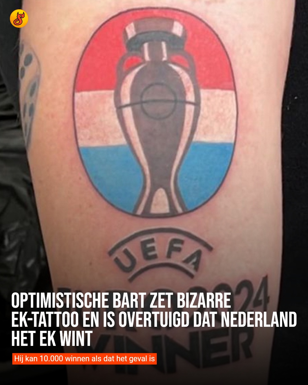 Optimistische Bart zet bizarre EK-tattoo en is overtuigd dat Nederland het EK wint