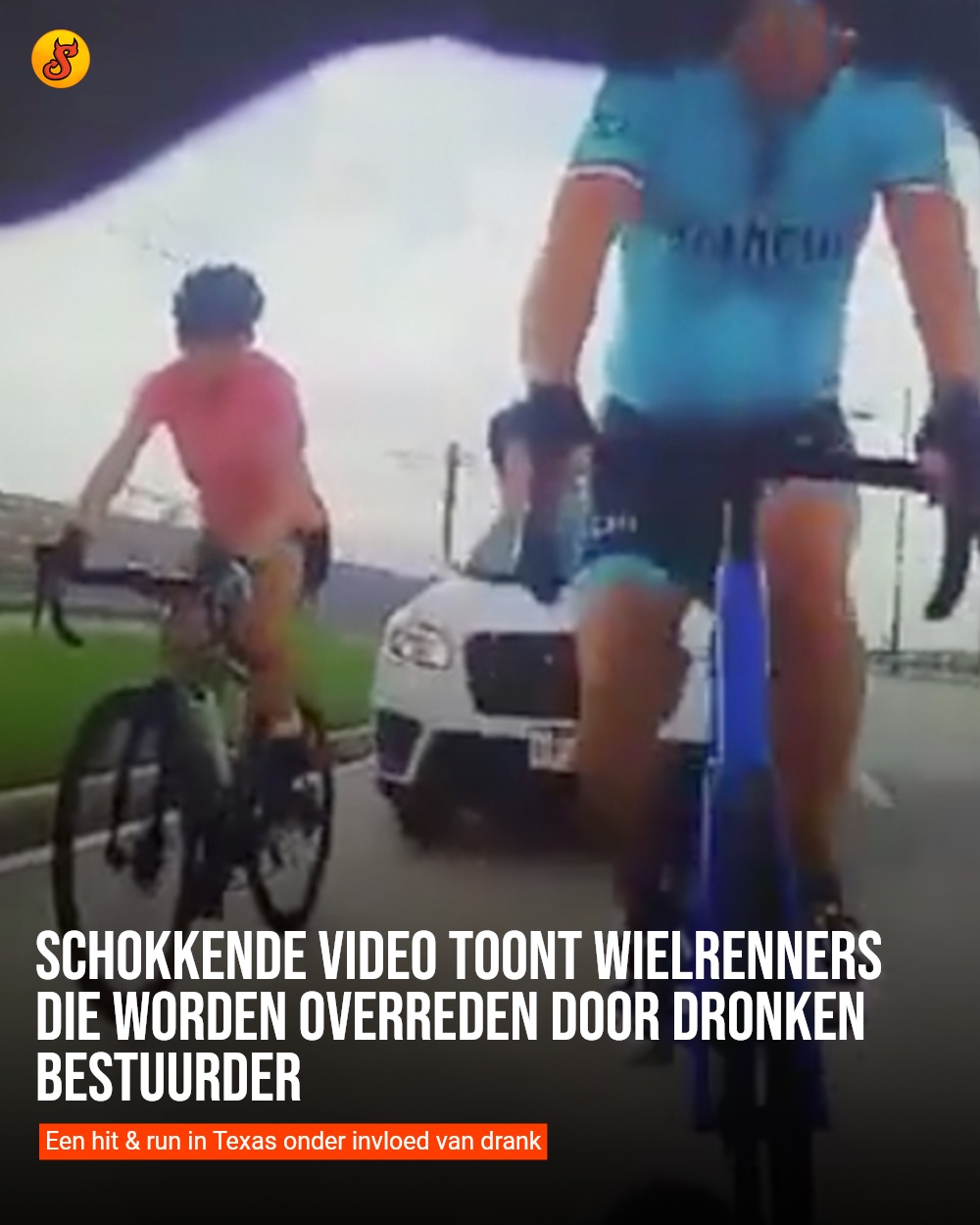 Schokkende video toont wielrenners die worden overreden door dronken bestuurder