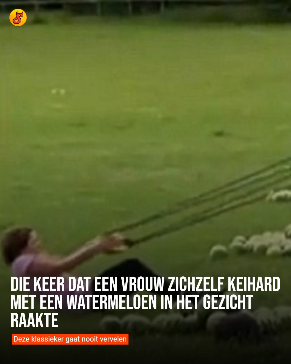 Die keer dat een vrouw zichzelf KEIHARD met een watermeloen in het gezicht raakte