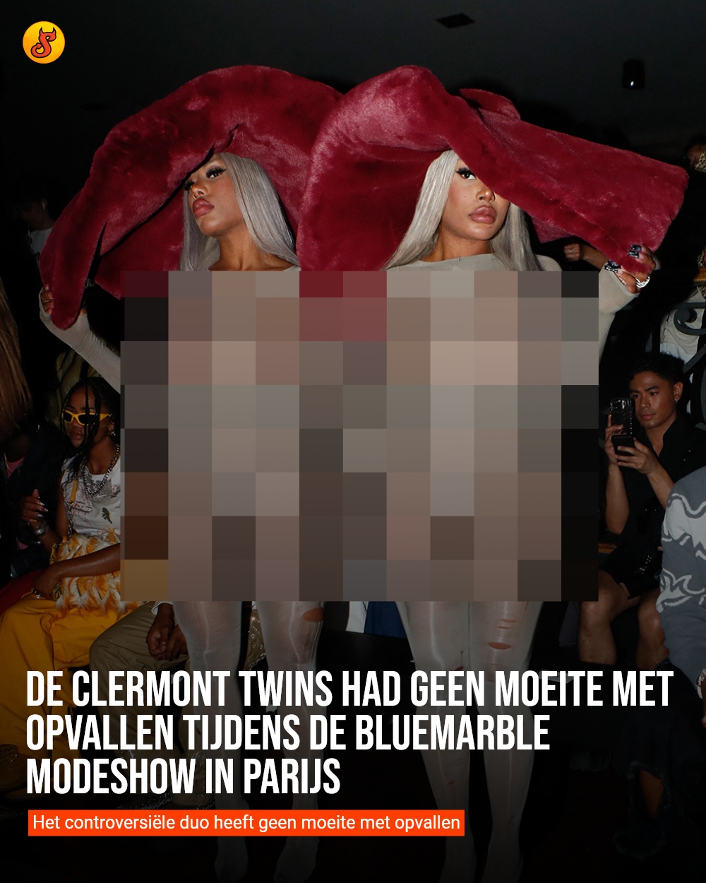 De Clermont Twins had geen moeite met opvallen tijdens de Bluemarble modeshow in Parijs