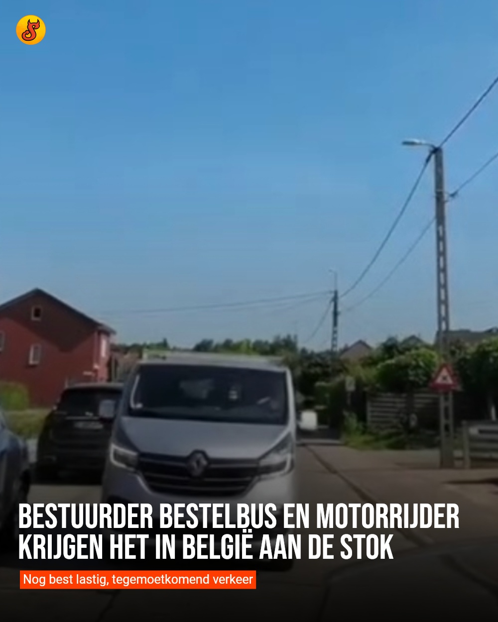 Bestuurder bestelbus en motorrijder krijgen het in België aan de stok