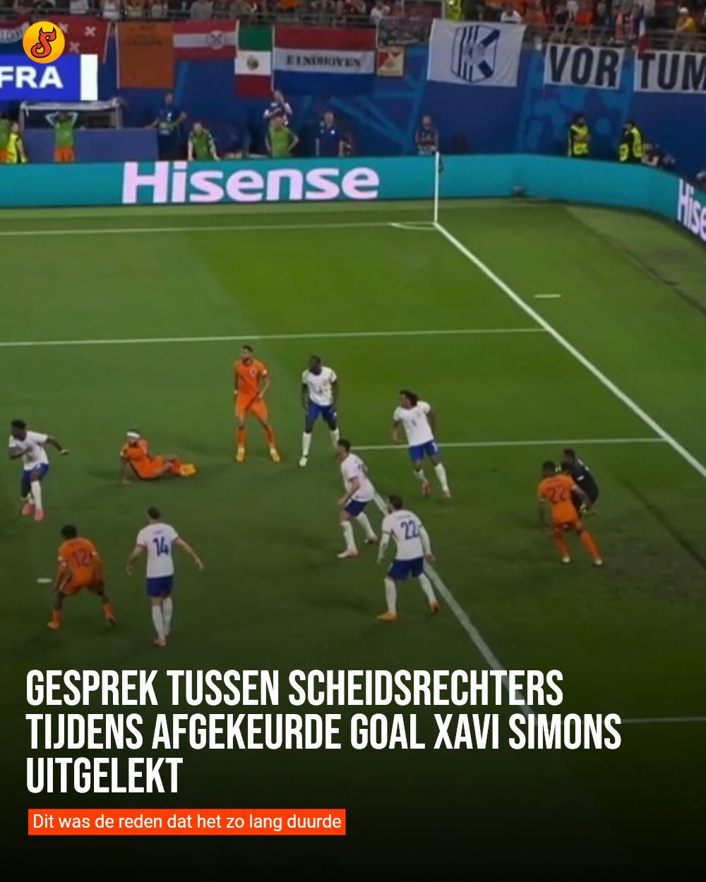 Gesprek tussen scheidsrechters tijdens afgekeurde goal Xavi Simons uitgelekt