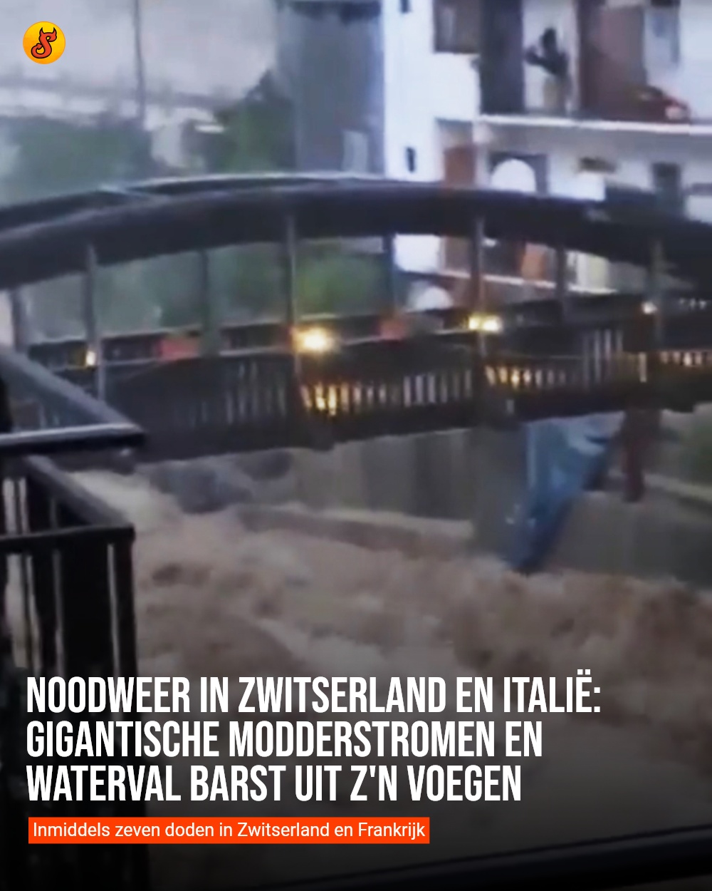 Noodweer in Zwitserland en Italië: gigantische modderstromen en waterval barst uit z'n voegen