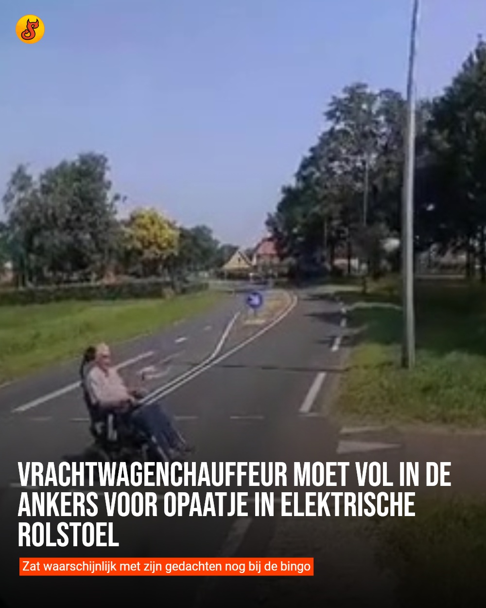 Vrachtwagenchauffeur moet vol in de ankers voor opaatje in elektrische rolstoel