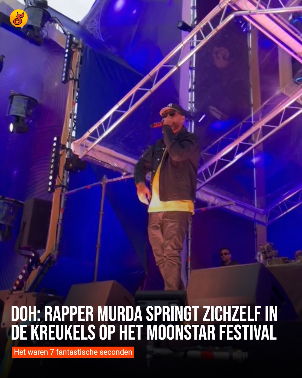 Doh: Rapper Murda springt zichzelf in de kreukels op het Moonstar Festival