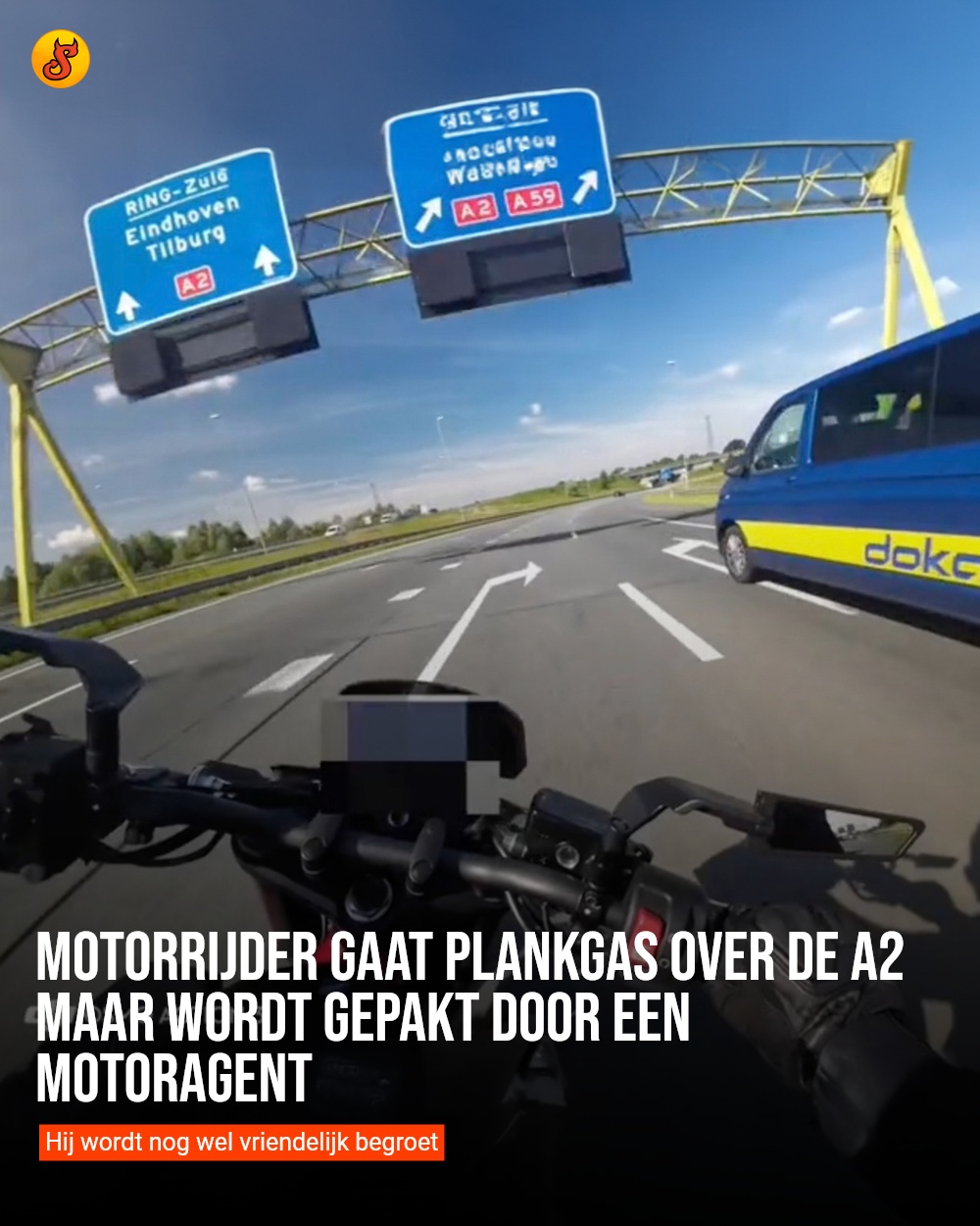 Motorrijder gaat plankgas over de A2 maar wordt gepakt door een motoragent