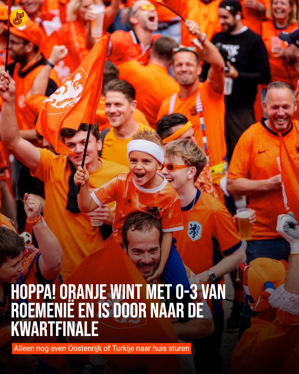 HOPPA! Oranje wint met 0-3 van Roemenië en is door naar de kwartfinale