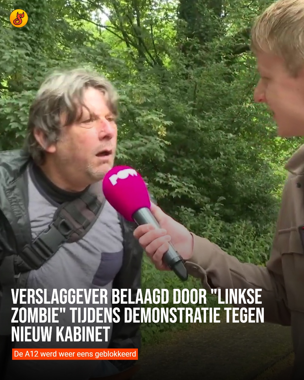 Verslaggever belaagd door "linkse zombie" tijdens demonstratie tegen nieuw kabinet