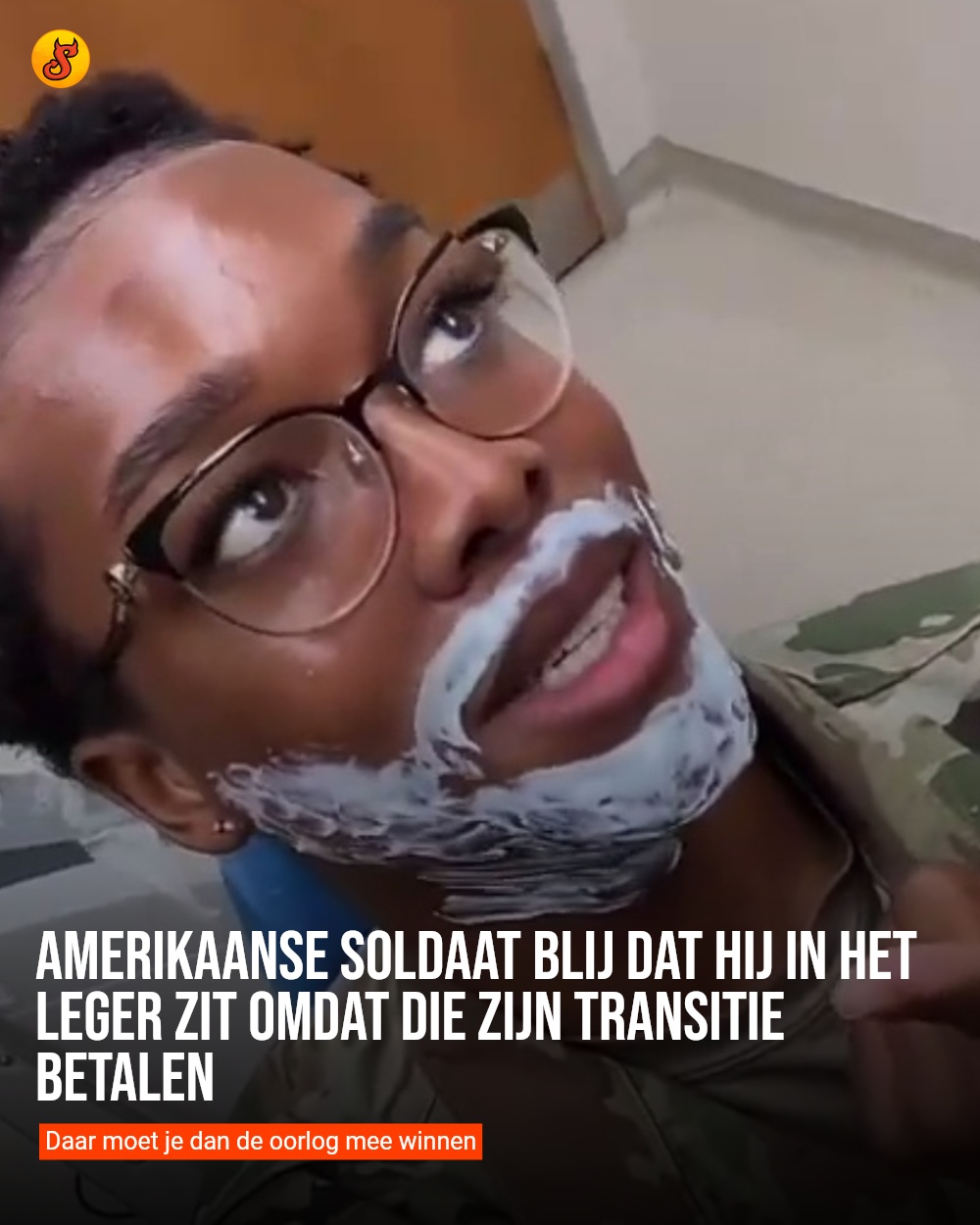 Amerikaanse soldaat blij dat hij in het leger zit omdat die zijn transitie betalen