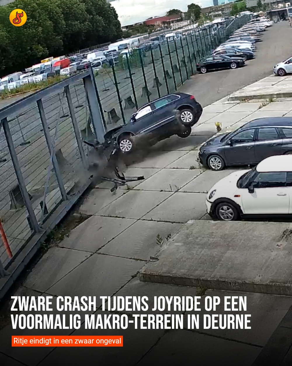 Zware crash tijdens joyride op een voormalig Makro-terrein in Deurne