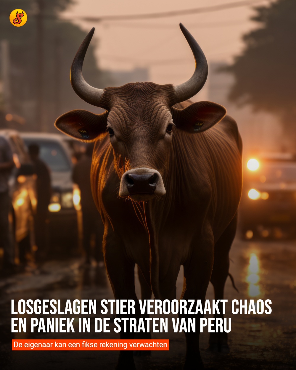 Losgeslagen stier veroorzaakt chaos en paniek in de straten van Peru
