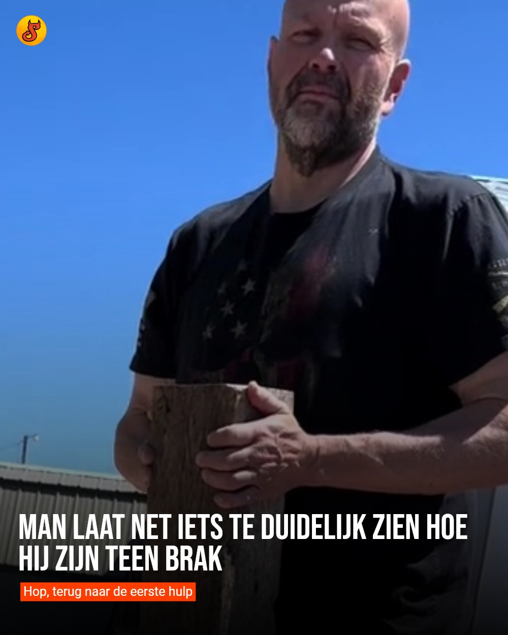 Man laat net iets te duidelijk zien hoe hij zijn teen brak