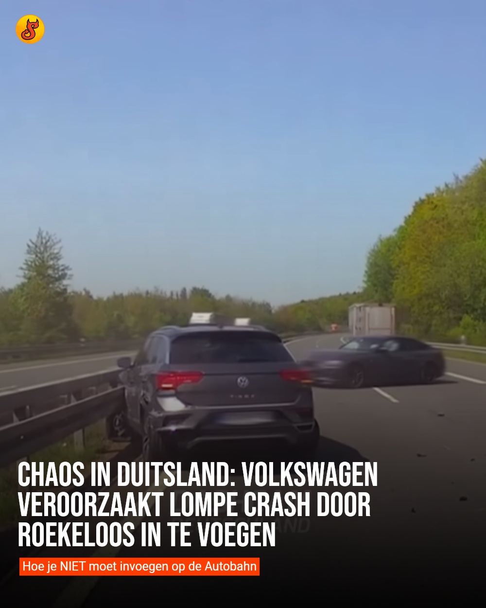Chaos in Duitsland: Volkswagen veroorzaakt lompe crash door roekeloos in te voegen