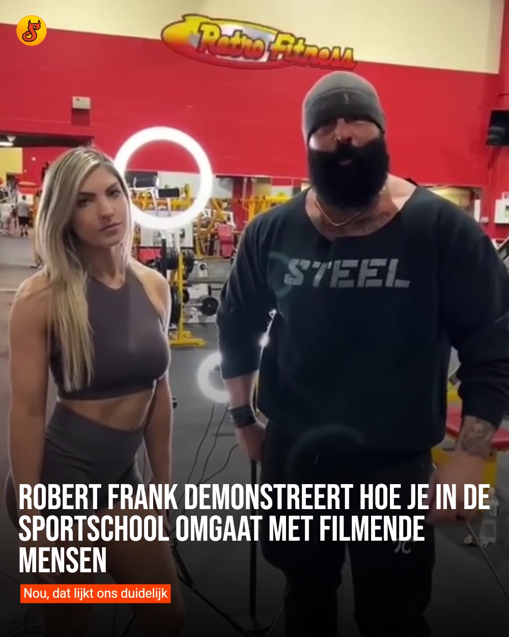 Robert Frank demonstreert hoe je in de sportschool omgaat met filmende mensen