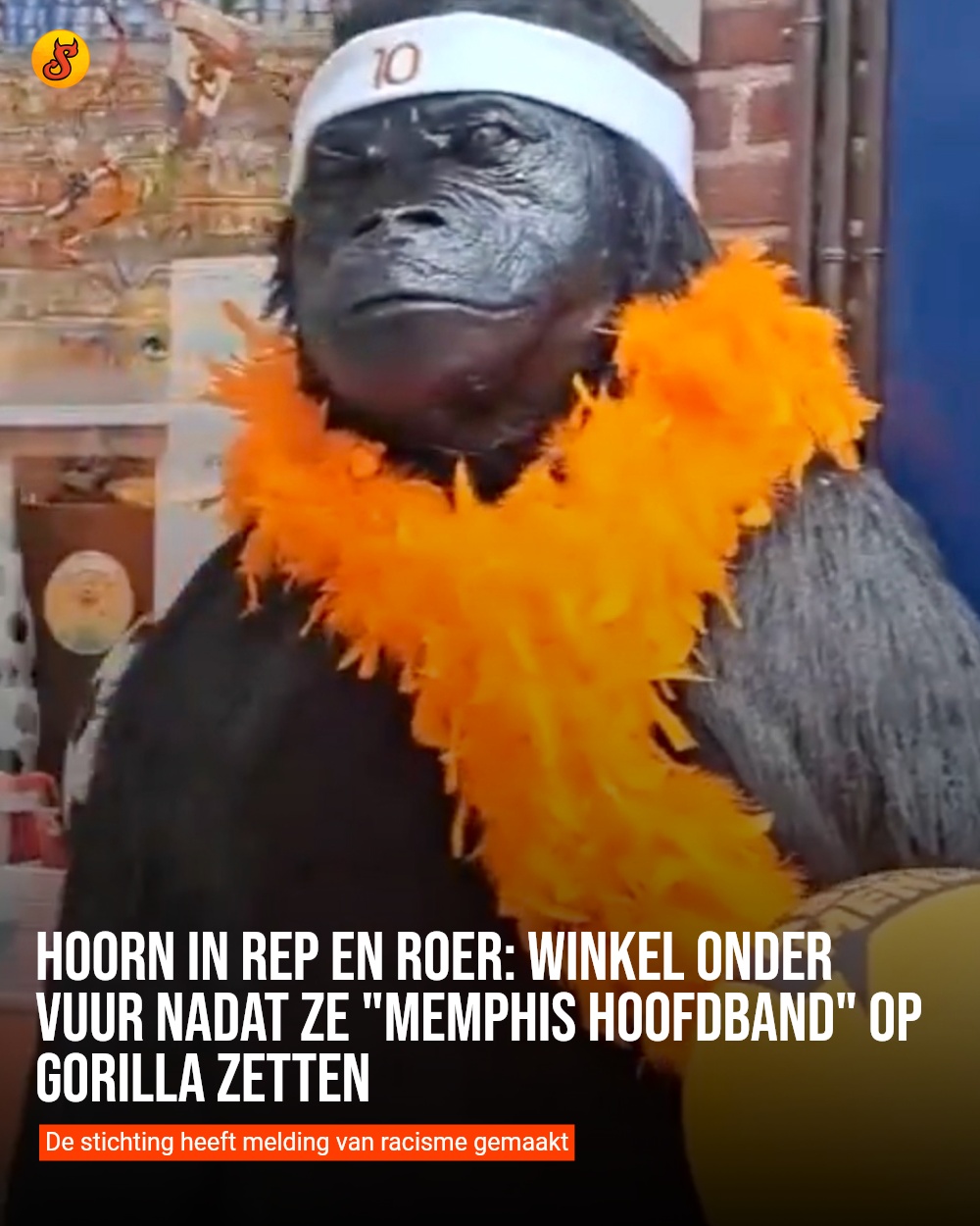 Hoorn in rep en roer: Winkel onder vuur nadat ze "Memphis hoofdband" op gorilla zetten