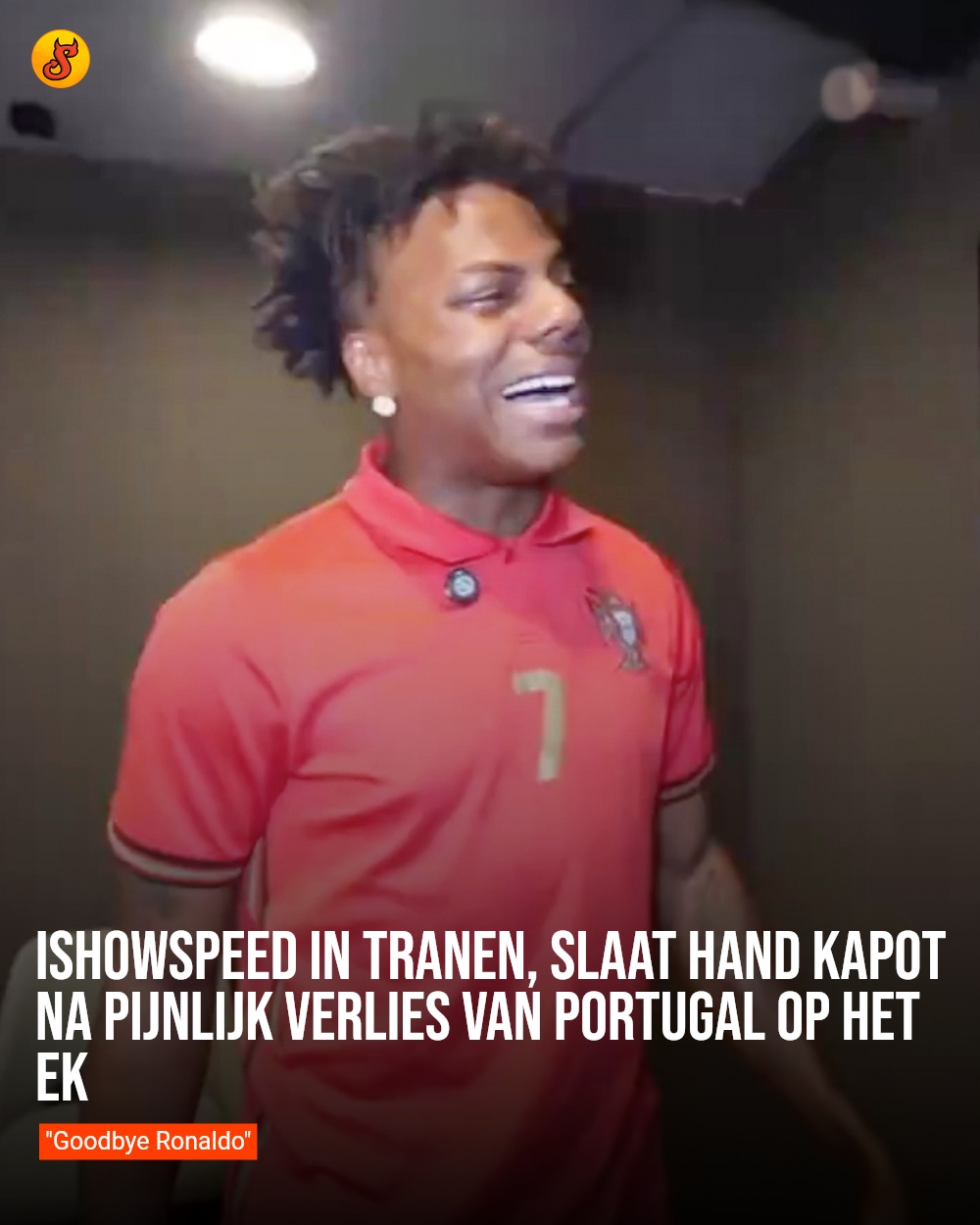 IShowSpeed in tranen, slaat hand kapot na pijnlijk verlies van Portugal op het EK