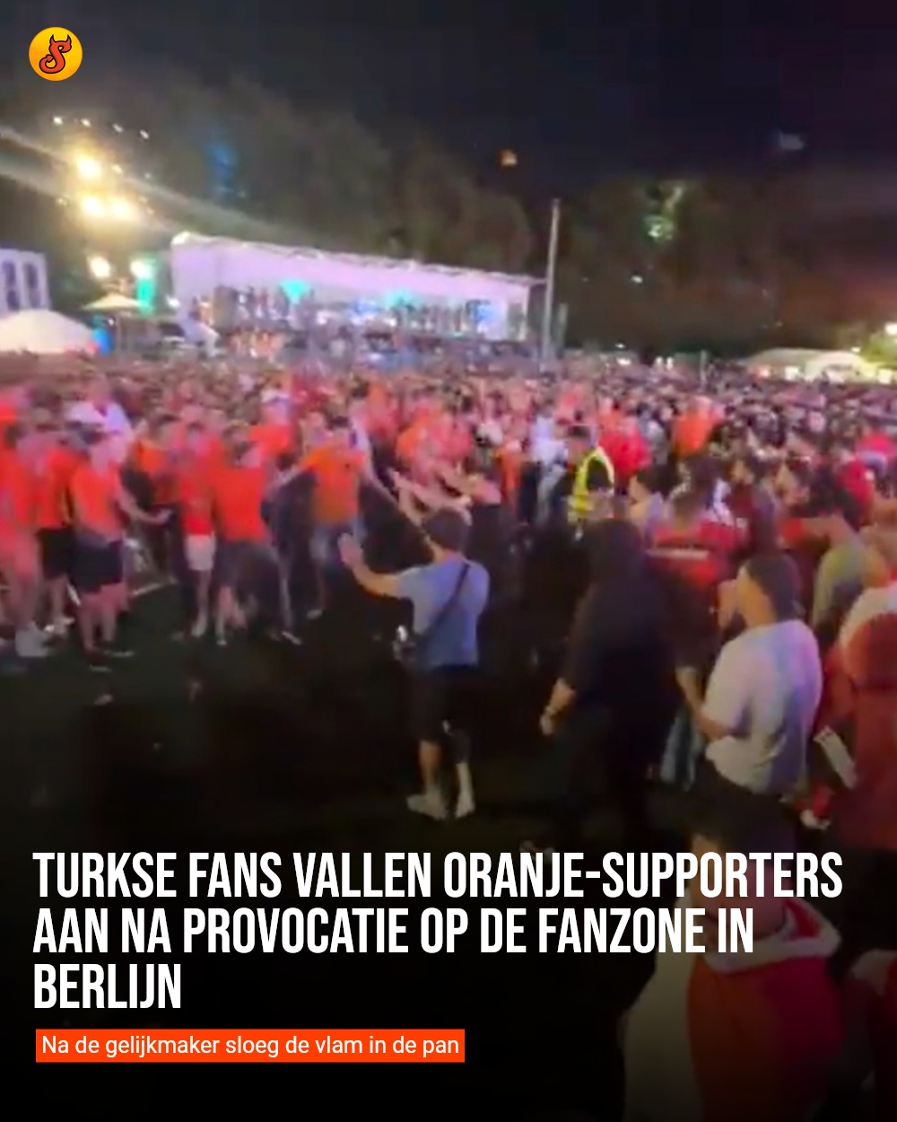 Turkse fans vallen Oranje-supporters aan na provocatie op de fanzone in Berlijn