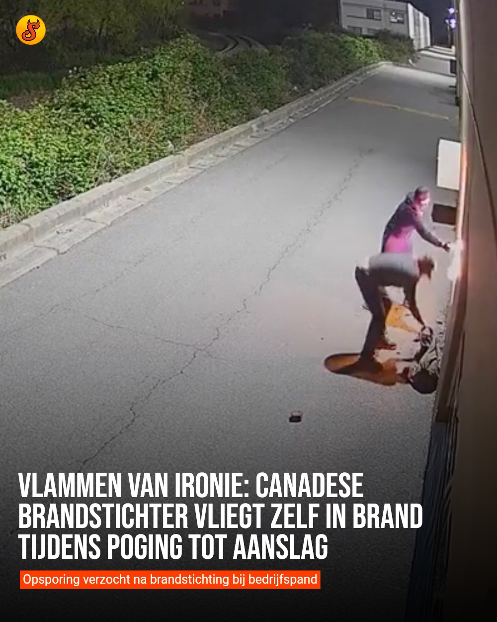 Vlammen van ironie: Canadese brandstichter vliegt zelf in brand tijdens poging tot aanslag