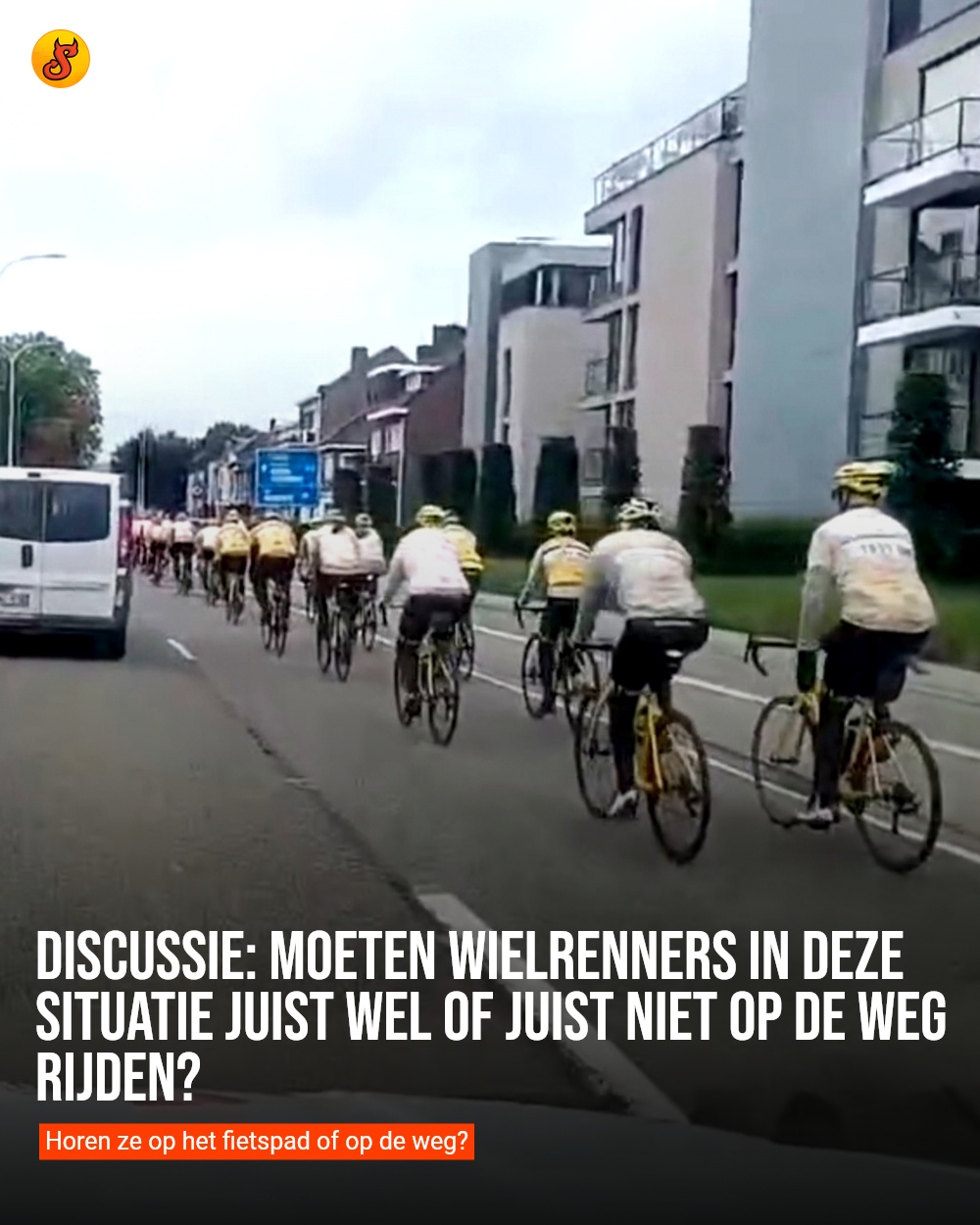 Discussie: Moeten wielrenners in deze situatie juist wel of juist niet op de weg rijden?