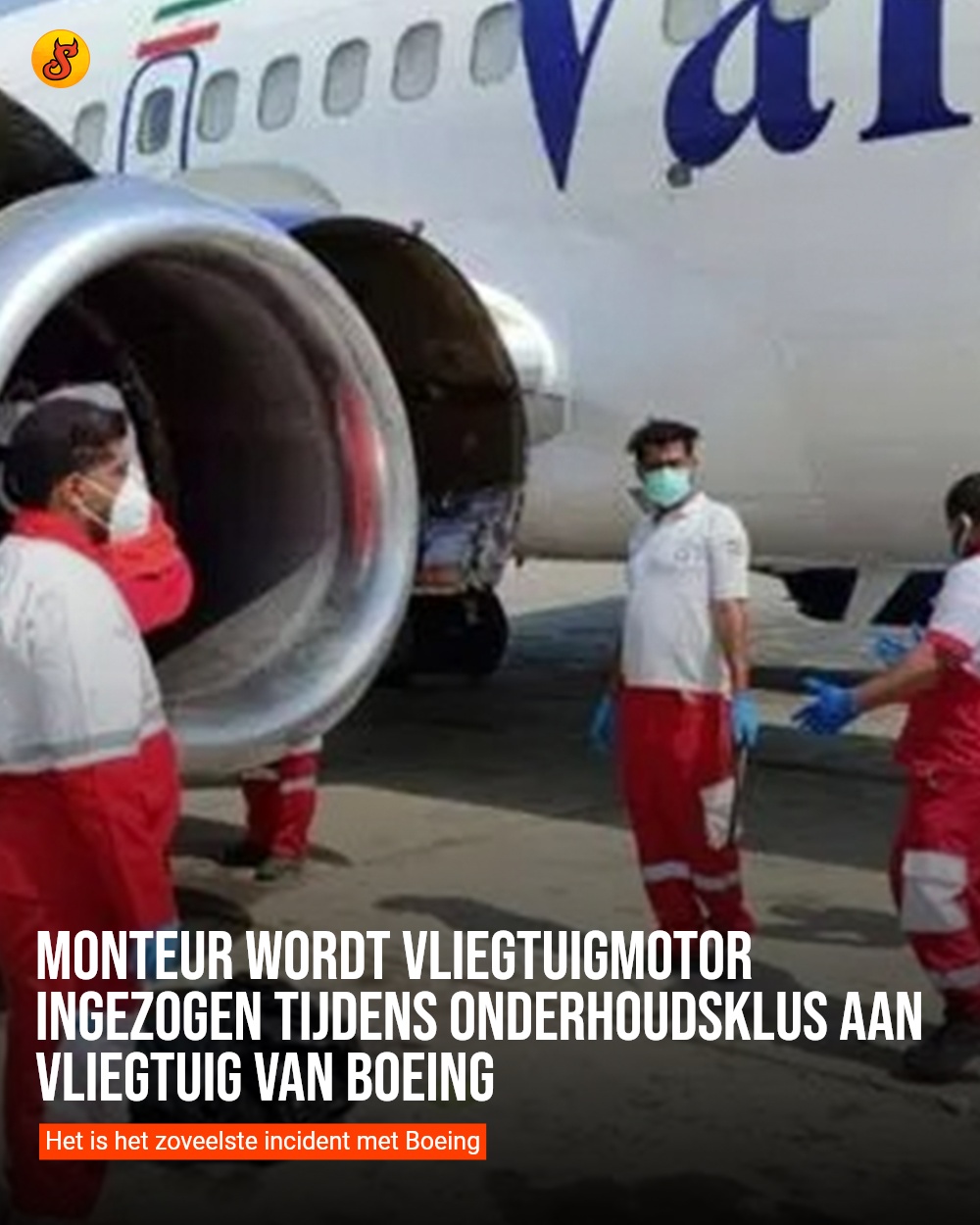 Monteur wordt vliegtuigmotor ingezogen tijdens onderhoudsklus aan vliegtuig van Boeing