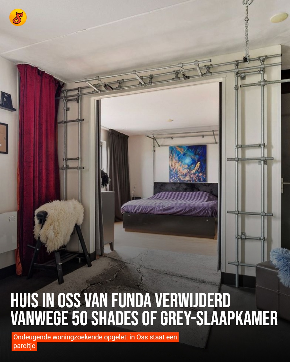 Huis in Oss van Funda verwijderd vanwege 50 Shades of Grey-slaapkamer