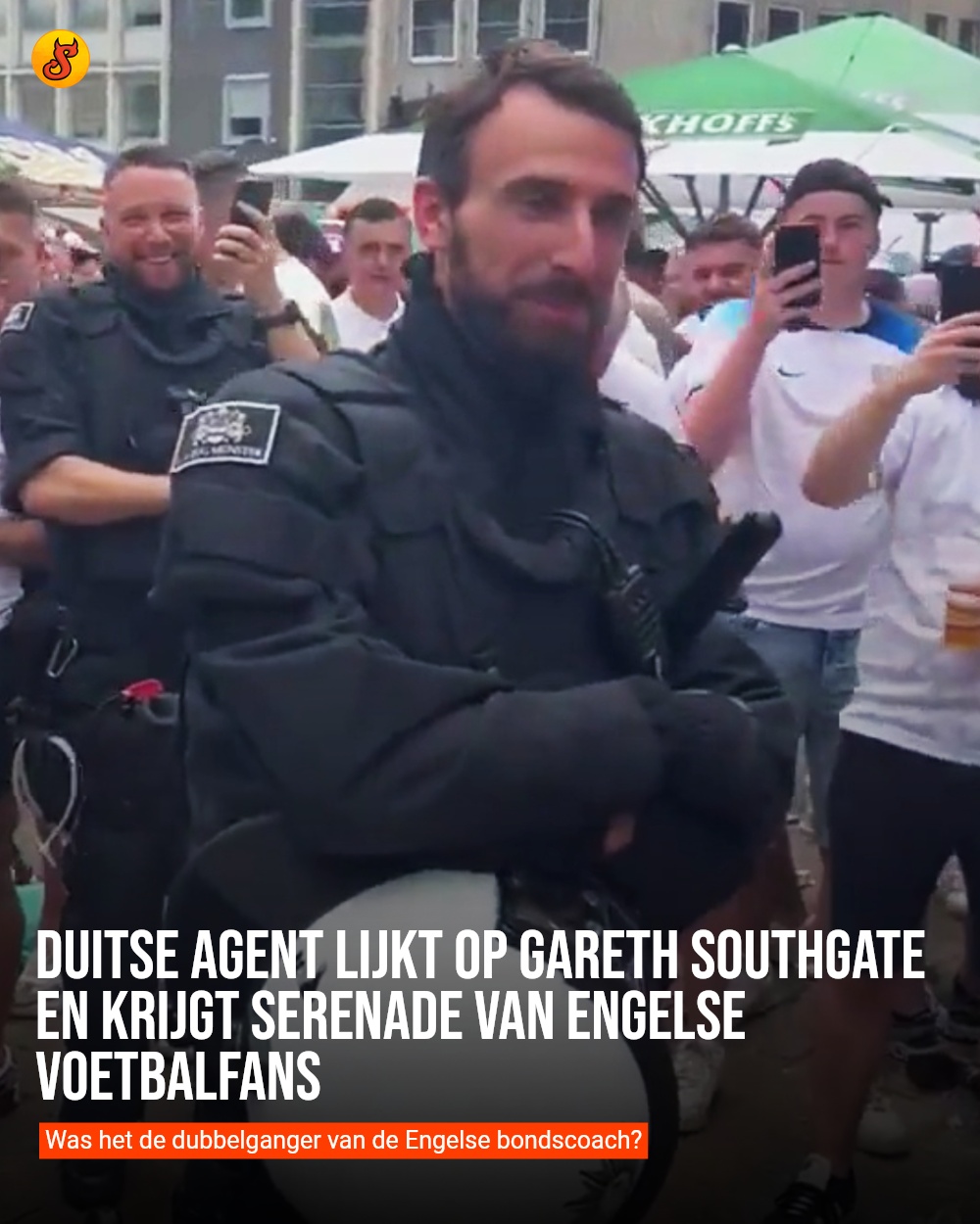 Duitse agent lijkt op Gareth Southgate en krijgt serenade van Engelse voetbalfans