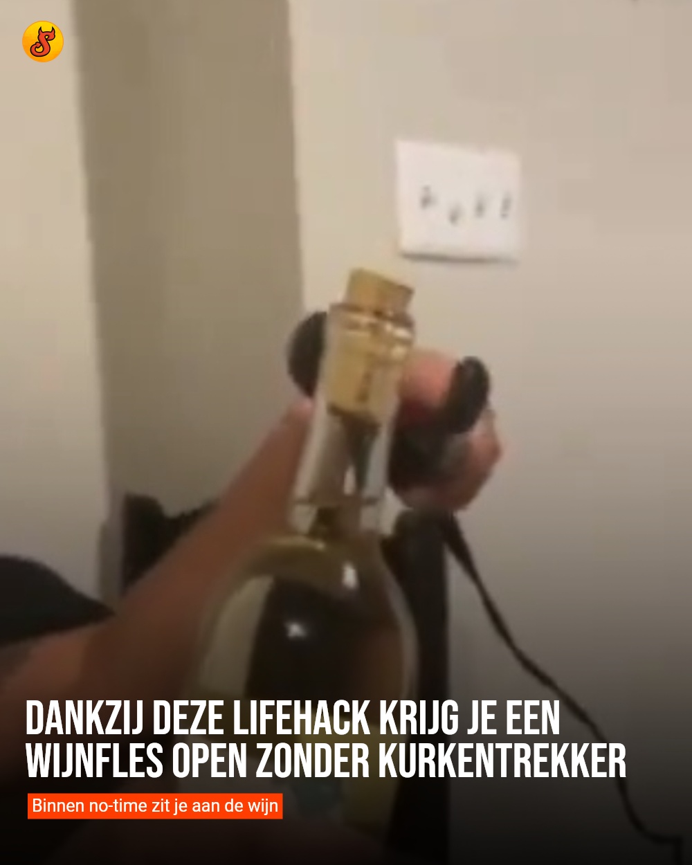 Dankzij deze lifehack krijg je een wijnfles open zonder kurkentrekker