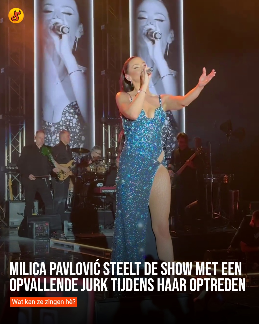 Milica Pavlović steelt de show met een opvallende jurk tijdens haar optreden