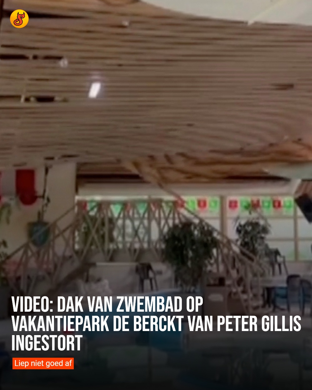 Video: Dak van zwembad op vakantiepark De Berckt van Peter Gillis ingestort