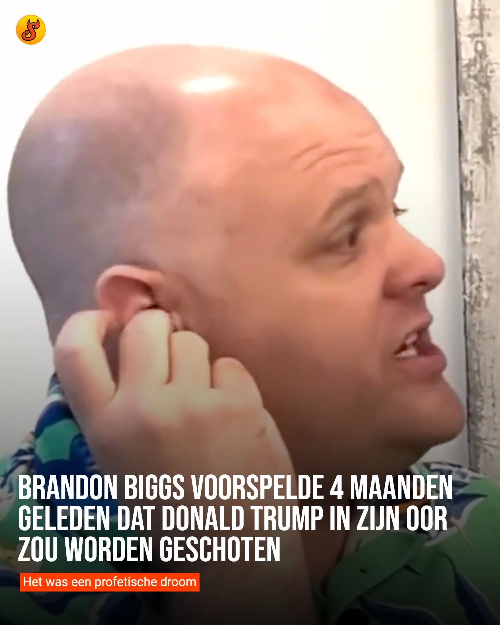 Brandon Biggs voorspelde 4 maanden geleden dat Donald Trump in zijn oor zou worden geschoten
