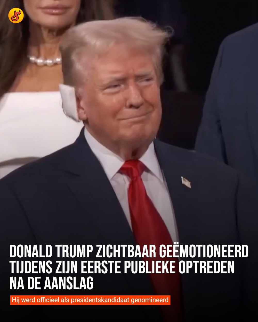 Donald Trump zichtbaar geëmotioneerd tijdens zijn eerste publieke optreden na de aanslag