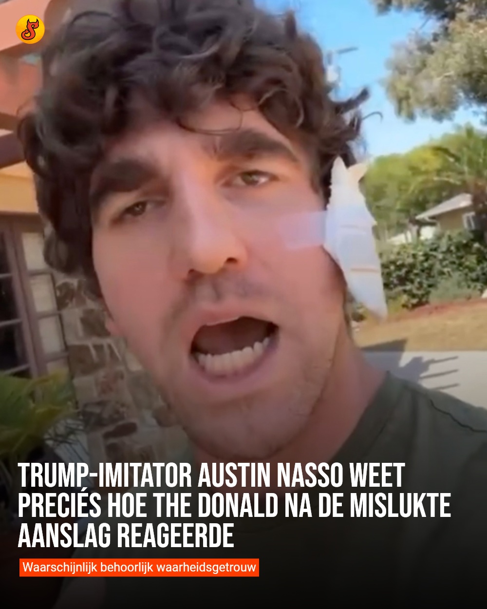 Trump-imitator Austin Nasso weet preciés hoe The Donald na de mislukte aanslag reageerde