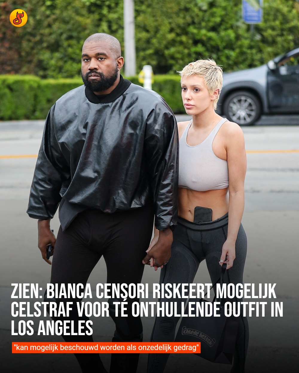 Zien: Bianca Censori riskeert mogelijk celstraf voor té onthullende outfit in Los Angeles
