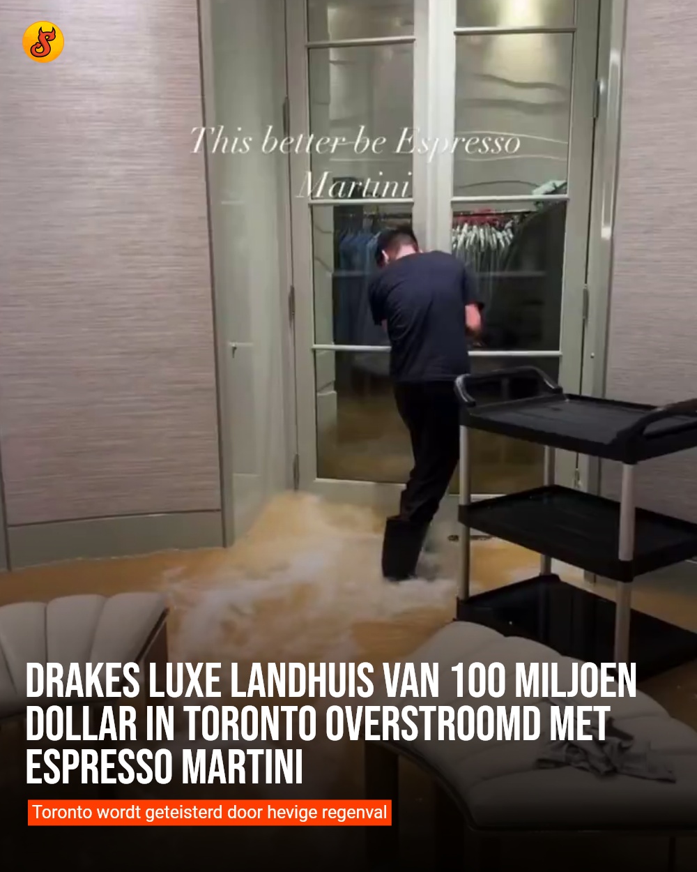 Drakes luxe landhuis van 100 miljoen dollar in Toronto overstroomd met Espresso Martini