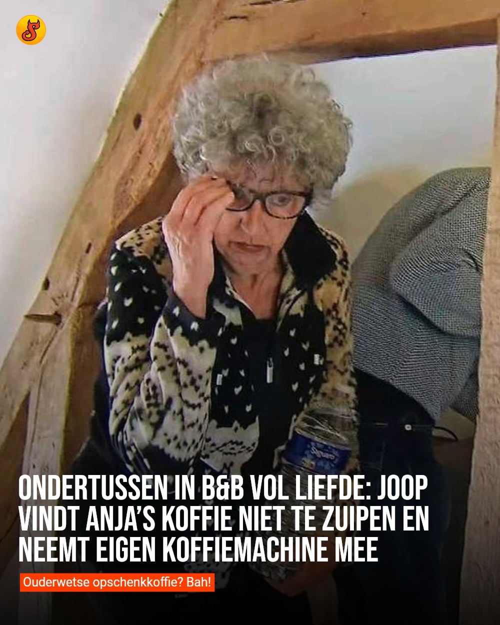 Ondertussen in B&B Vol Liefde: Joop vindt Anja’s koffie niet te zuipen en neemt eigen koffiemachine mee