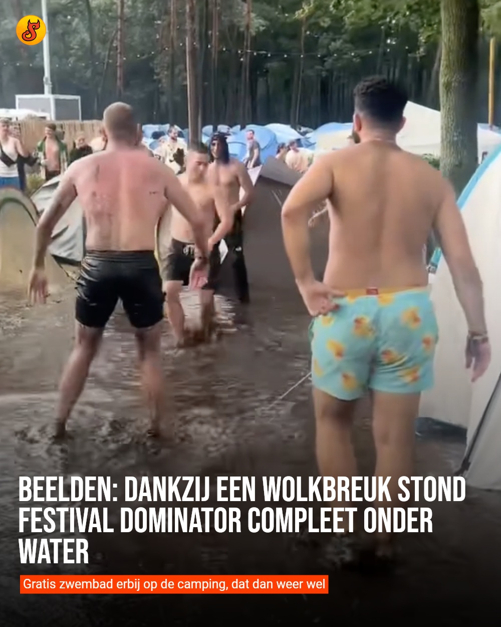 Beelden: dankzij een wolkbreuk stond festival Dominator compleet onder water