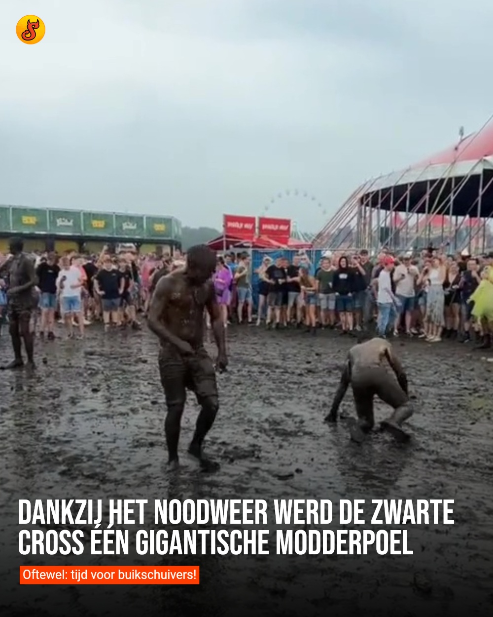 Dankzij het noodweer werd de Zwarte Cross één gigantische modderpoel